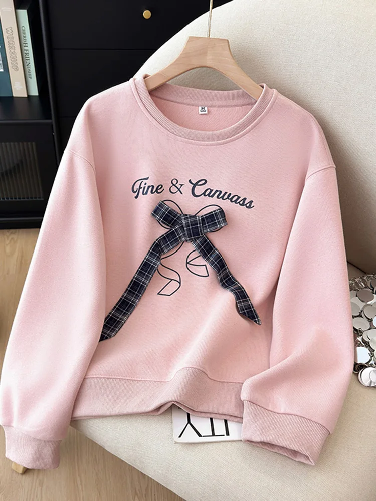 스위트 노트 라운드 네 스웨트셔츠 여성용 루즈 슬리밍 레터 프린트 캐주얼 여성 상의 2026년 가을 신상