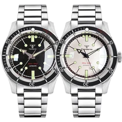 200M Waterproof Tandorio 40mm Double Bow Sapphire Crystal NH35A PT5000 Automatic Black/White Men Watch 120 Clicks Bezel Bracelet