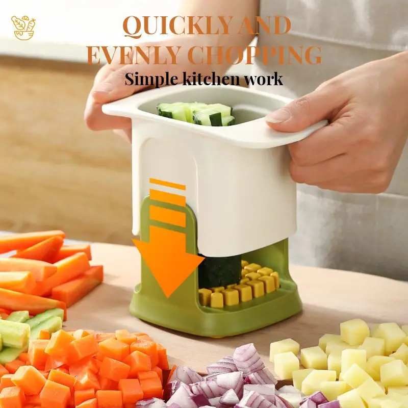 

2-in-1 Vegetable Chopper Dicing Slitting Tool Multifunction Vegetable Cutter Household Hand Pressure Onion Dicer Chips Tool