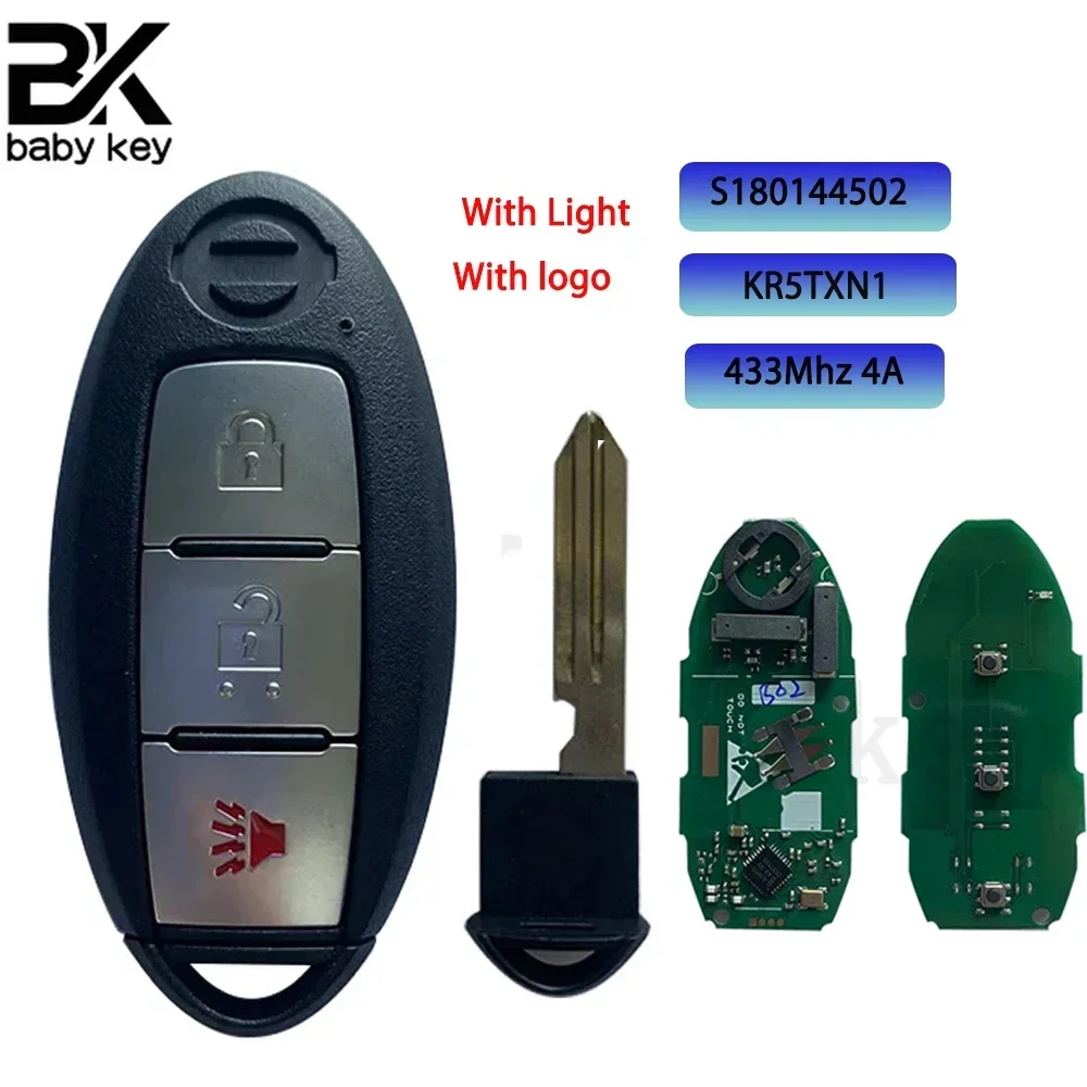 

BB Key for Nissan Kicks Rouge 2018 2019+ 433MHz 4A Chip PN:285E3-5RA0A FCC ID:KR5TXN1 S180144502 with Light with Logo Remote Key