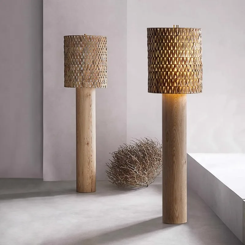

Floor lamp Chinese retro homestay designer bedroom study log wind decorative desk lamp