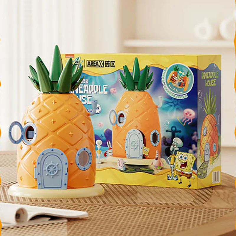 SpongeBob bouwblokken met 4 figuren, ananashuis modulaire bouwsets voor volwassenen jongens kinderen kerstcadeau (1284 stuks)