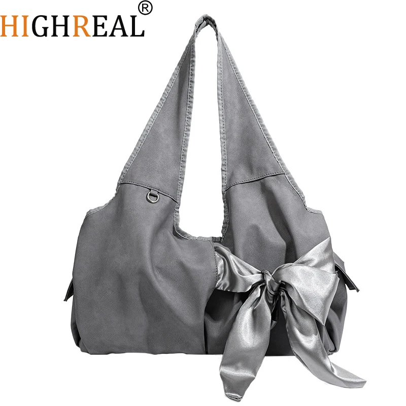 

Japan Style Tote Bags For Women Luxury Designer Handbags Purses New In PU Bow Large Capacity Casual Soft Underarm Shoulder