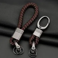Nouveau nouveau porte-clés de voiture en cuir tissé à la main hommes femmes corde porte-clés taille porte-clés breloque Hey Holder cadeau bijoux K2098 3
