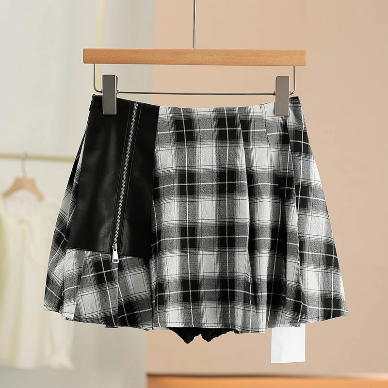 

XKing Faion клетчатая юбка с высокой талией, плиссированный дизайн, корейские юбки Sle ort для женщин, летняя коллекция 2025