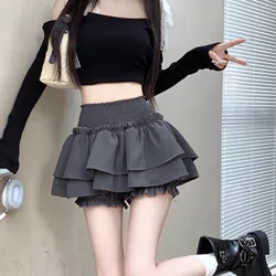 Summer Woman Clothing Simple Casual Cake Skirts Youthful Mini Short Skirt Black White Grey Pomp Ruffle Layered Princess traf