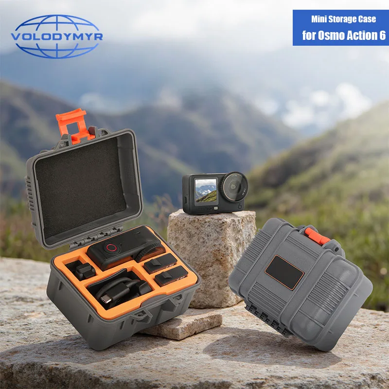 VOLODYMYR Mini-Aufbewahrungstasche für DJI Osmo Action 6, harter wasserdichter Schutz, Sicherheitsbox, Tragetasche, Kamerazubehör
