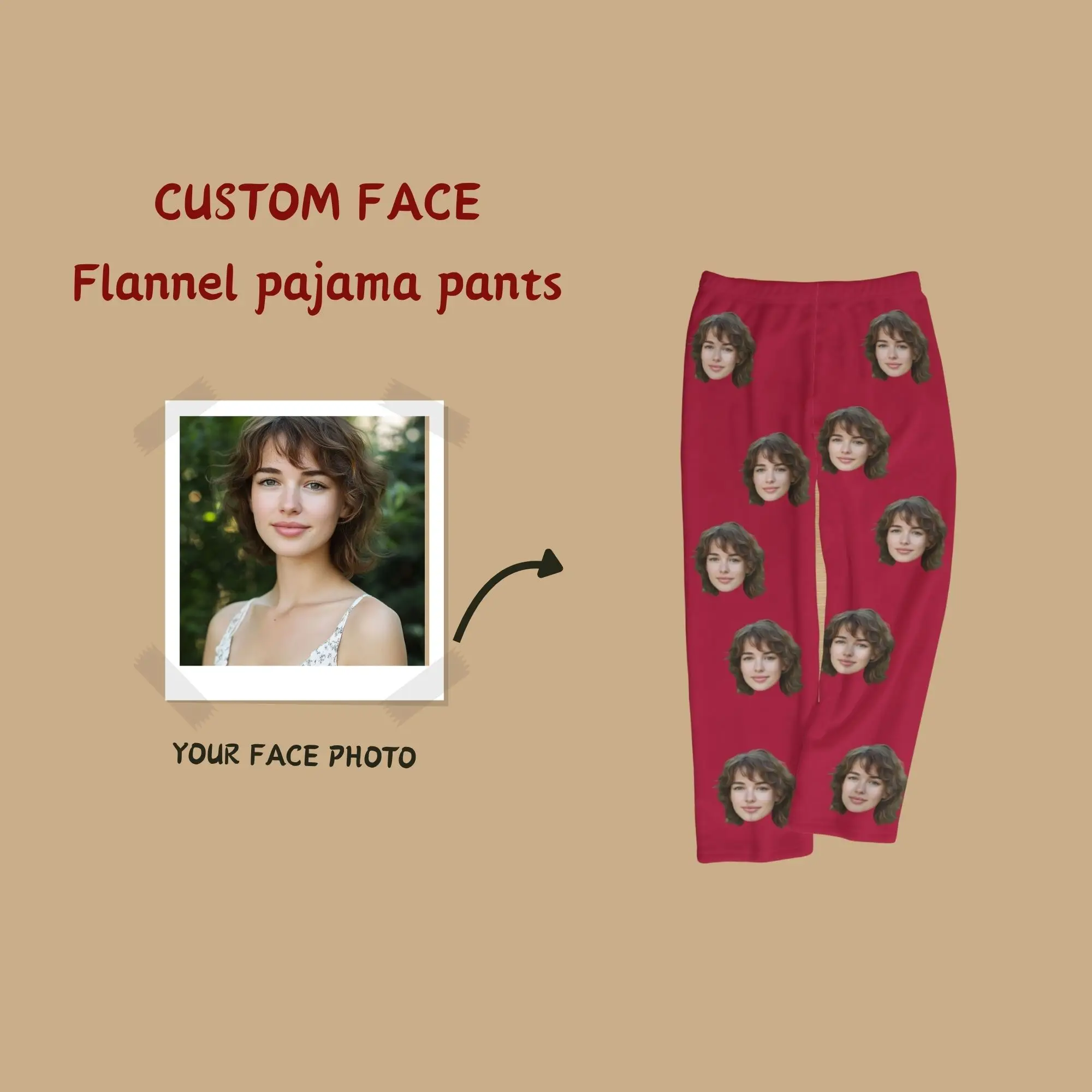 

Christmas Memory Custom Face Flannel Pajama Pants for Women Multiple Color Options Printed Elastic Waist Home Sleep Loungewear