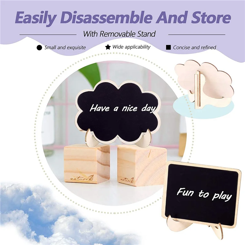 NEW-60Pcs Mini Chalkboard Sign Food Labels For Party Buffet, Wooden Small Chalk Board Signs (Rectangle Notch )
