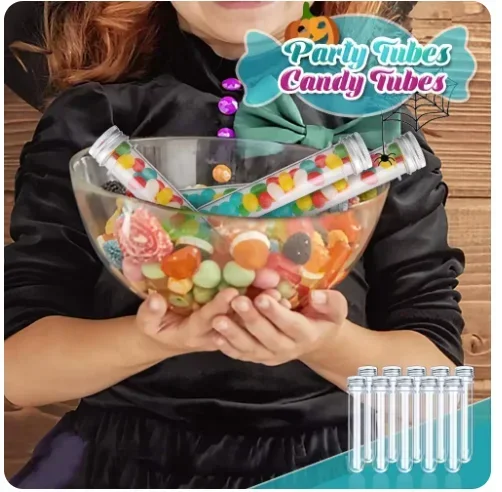 5 Stück 30ml-100ml durchsichtige Kunststoff-Reagenz gläser mit Aluminium-Schraub kappen für wissenschaft liche Experimente Badesalz Süßigkeiten Aufbewahrung sparty