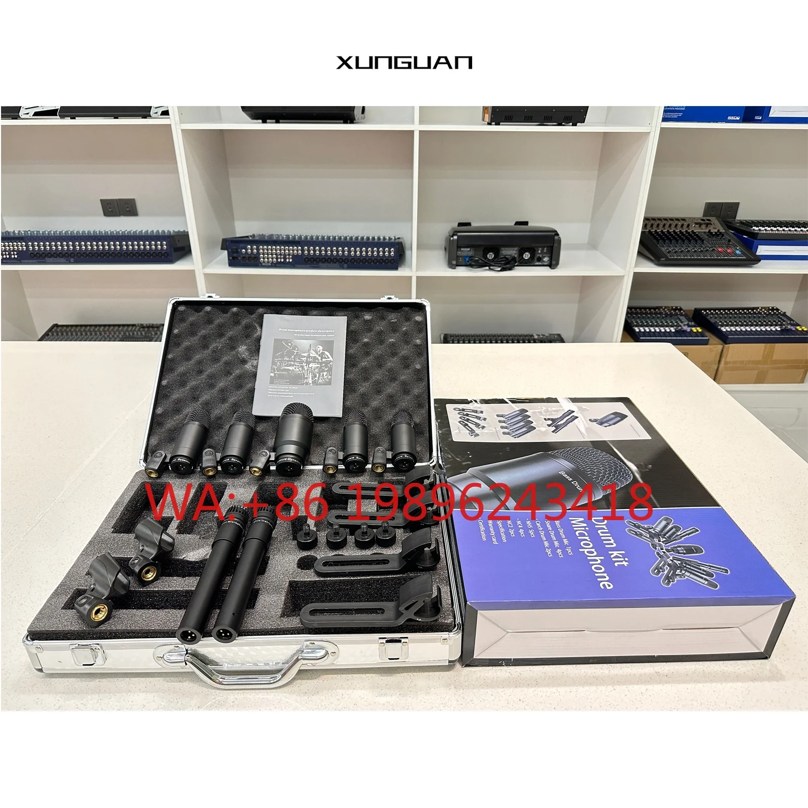 KING-717 Metal Dynamic Drum Kit Microphone 7 Pieces/Set With Aluminum Carry Case for Stage Performance Broadcasting
