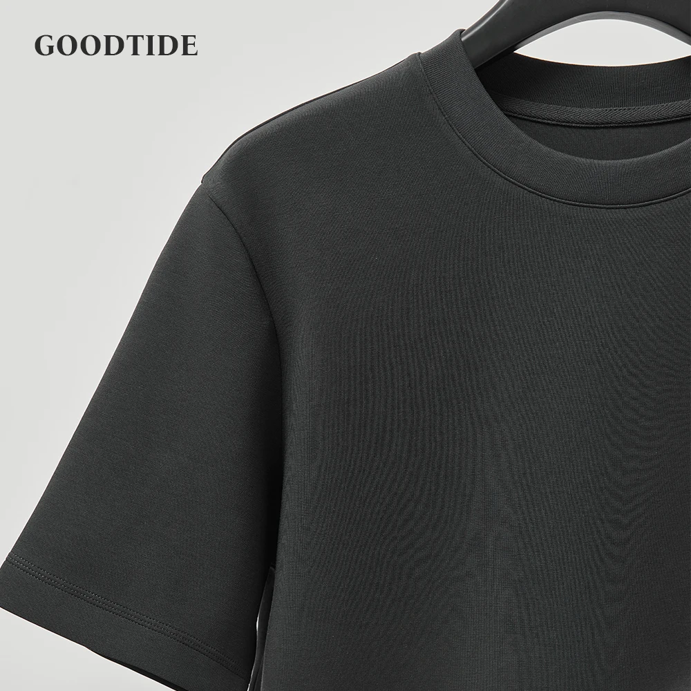 Men's Cotton High-End Fabric Liquid Ammonia T-shirt Mercerized Cotton Short-Sleeved Summer Cool Silky Crewneck Sweater