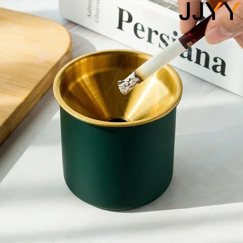 JJYY Stainless Steel Ashtray Windproof Smokeless Funnel Design Office AshtrayFashionable Home DecorationFamily Life Accessories