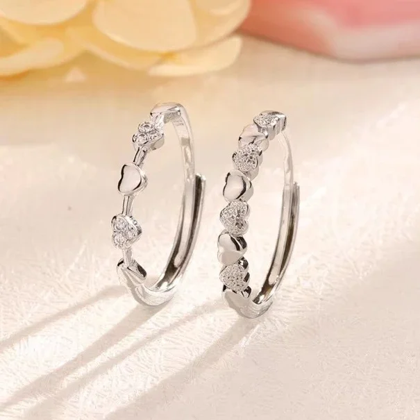 

Настоящее серебро 925 пробы с цирконом в форме сердца, шикарные регулируемые открывающиеся кольца для женщин, милые ювелирные изделия, минималистичные аксессуары