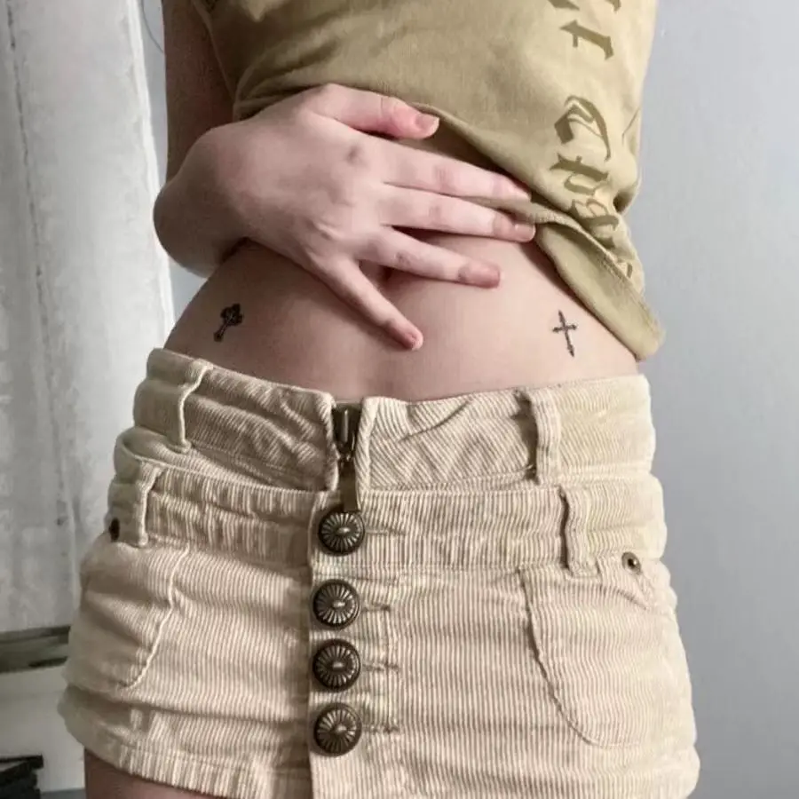 Breasted Spice Girl Low Waist Short Skirt Women's New Hip Wrap Skirt Fake Two Pieces Short