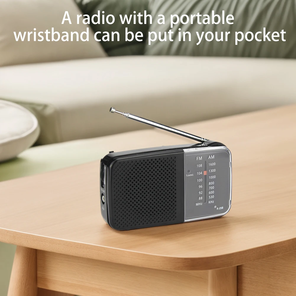 Radio AM FM portátil premium con altavoz incorporado Tamaño pequeño y fácil operación Perfecto para viajes Término de búsqueda en caliente 4