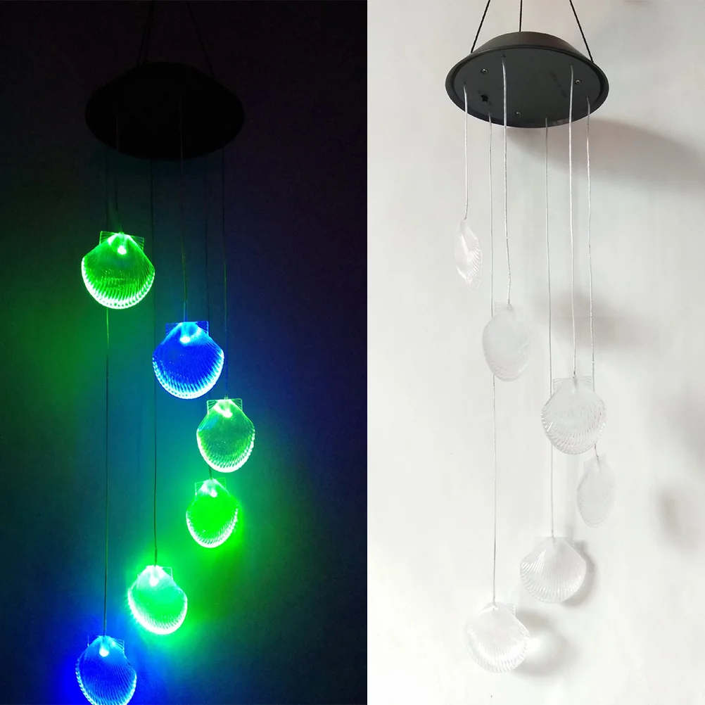 

Seashell Wind Chimes LED Solar Color Changing Automatic Light Sensor Lamp for Home Garden Patio Balcony Porch Decoration