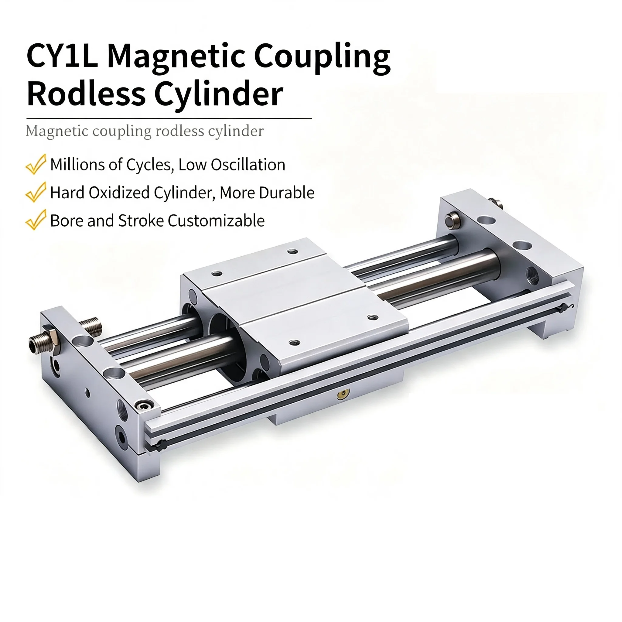 Bese Customized CY1L10/15/20/25/32/40-50X100X150 Magnetic Couple With Guide Rail Rodless Air Pneumatic Cylinders Piston