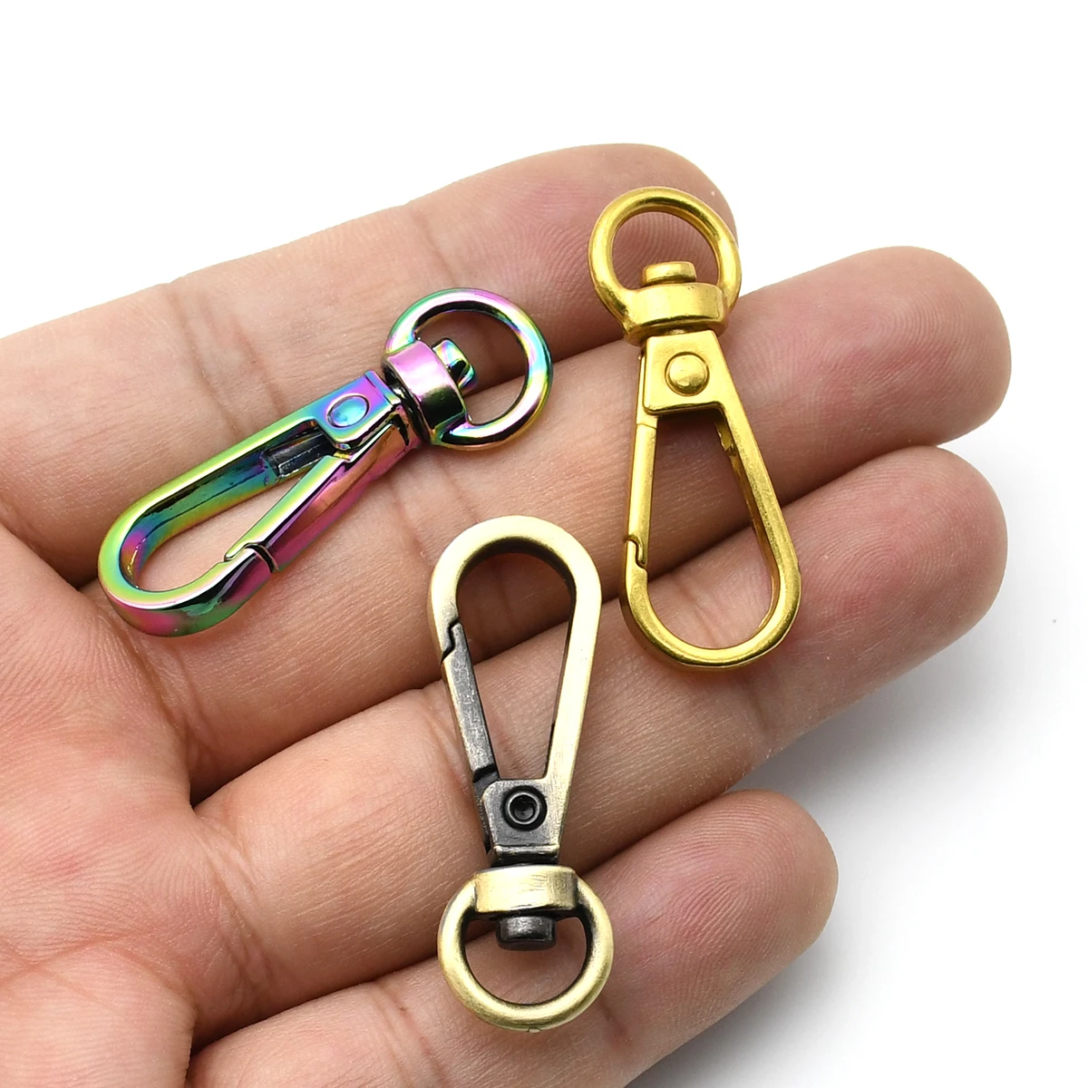 Metal Carabiner Snap Hook Trigger Clasps Clips Swivel O-ring for Leather Craft Bag Strap Belt Webbing Keychain Small Size