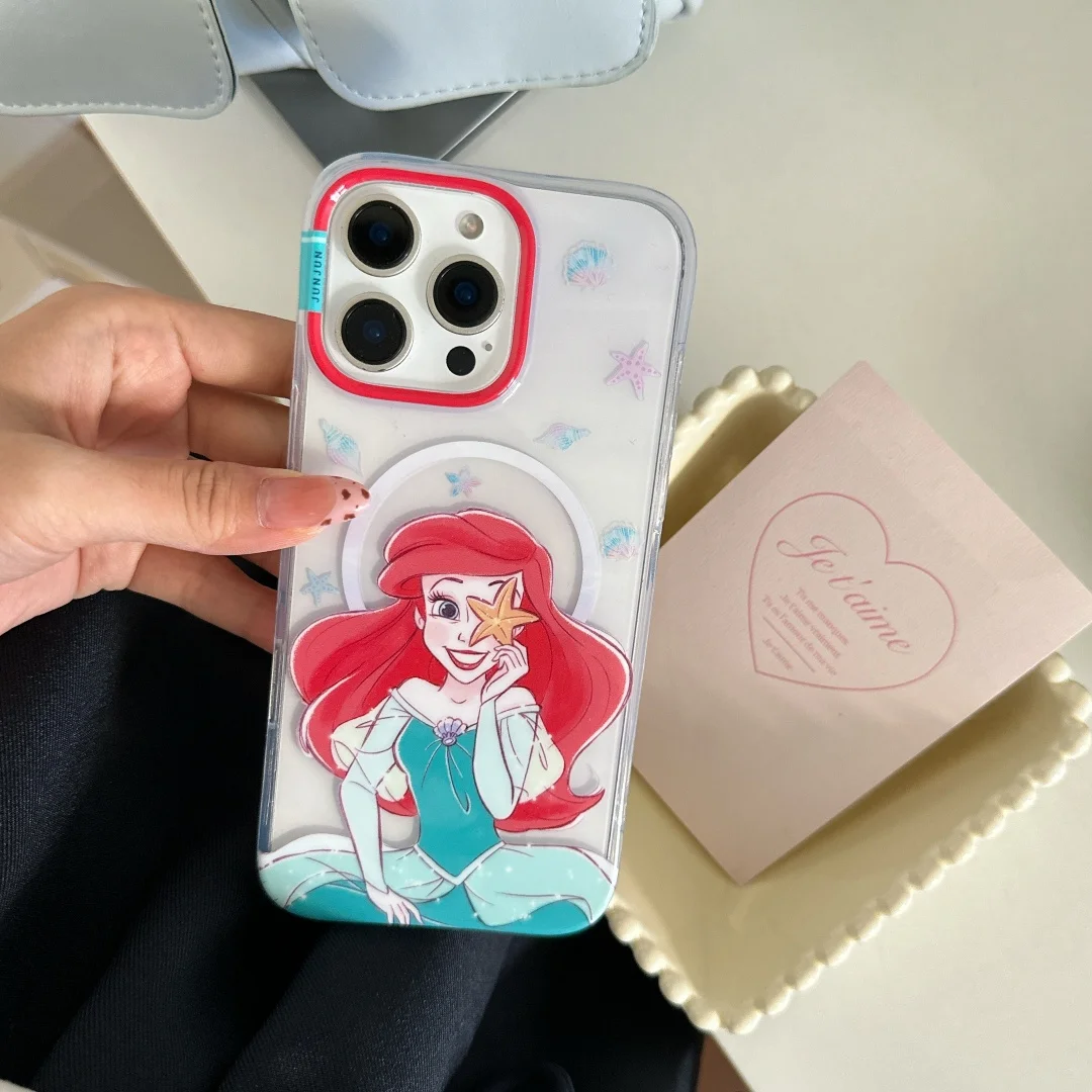 

The phone case with the cute Mermaid Princess ring magnetic stand is suitable for iPhone 16 15 14 13 pro max Y2k﻿