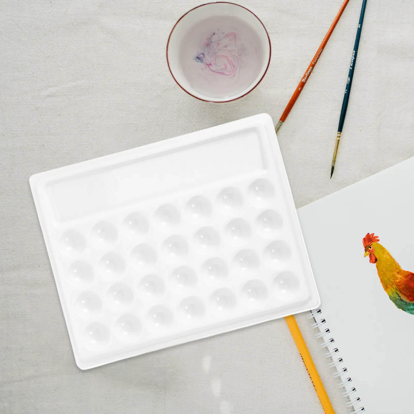 1Pcs Smooth Surface Paint Tray 28-Hole Pigment Mixing Plate Premium Plastic for Oil Watercolor Gouache Artists Students