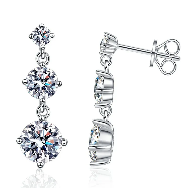 Smyoue D VVS1 3.2CTTW Certified Moissanite Drop Earrings for Women Lab Diamond Wedding Jewelry 925 Sterling Silver Plated PT950