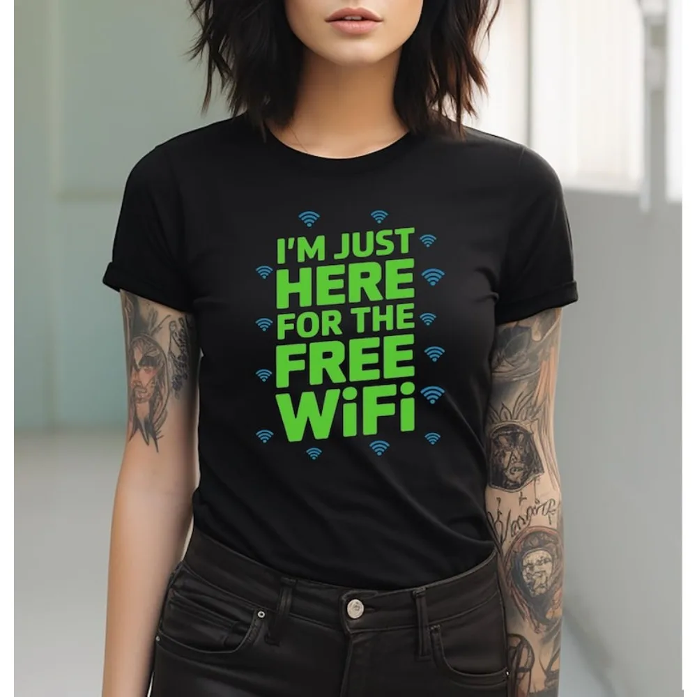 Funny WiFi Lover Unisex T-Shirt Playful Techie Tee with Bold Wi-Fi Symbols & Cartoon Design Perfect Gift for Tech Enthusiasts