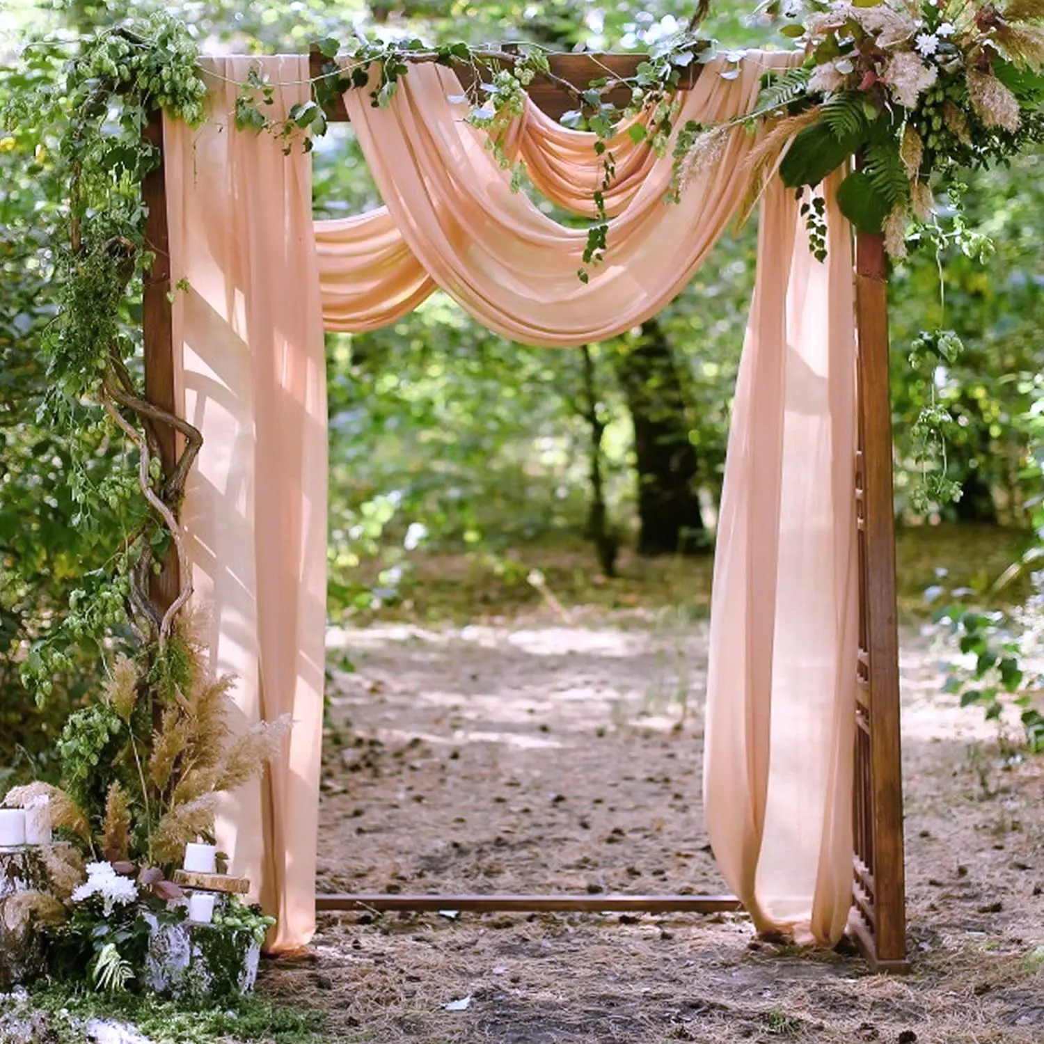 

Pink Chiffon Wedding Arch Draping for Ceremony Reception Decorations Sheer Fabric Curtains for Party Stage Bridal Shower