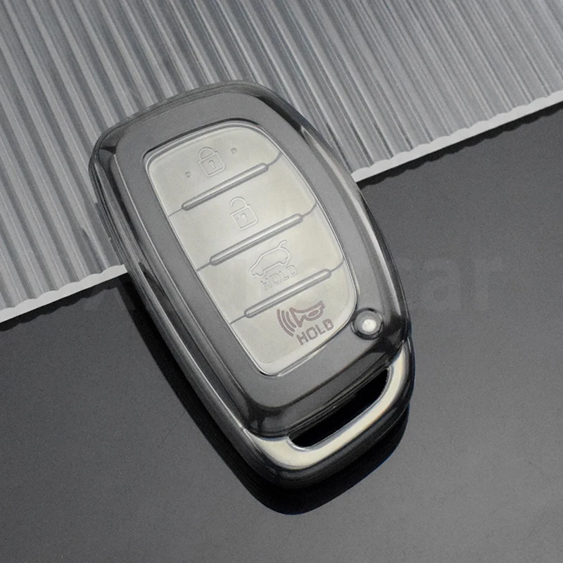 Auto Shell Fob for Hyundai Tucson Santa Fe Rena Sonata Elantra Creta Ix35 Ix45 I10 I30 I40 Transparent TPU Car Key Case Cover