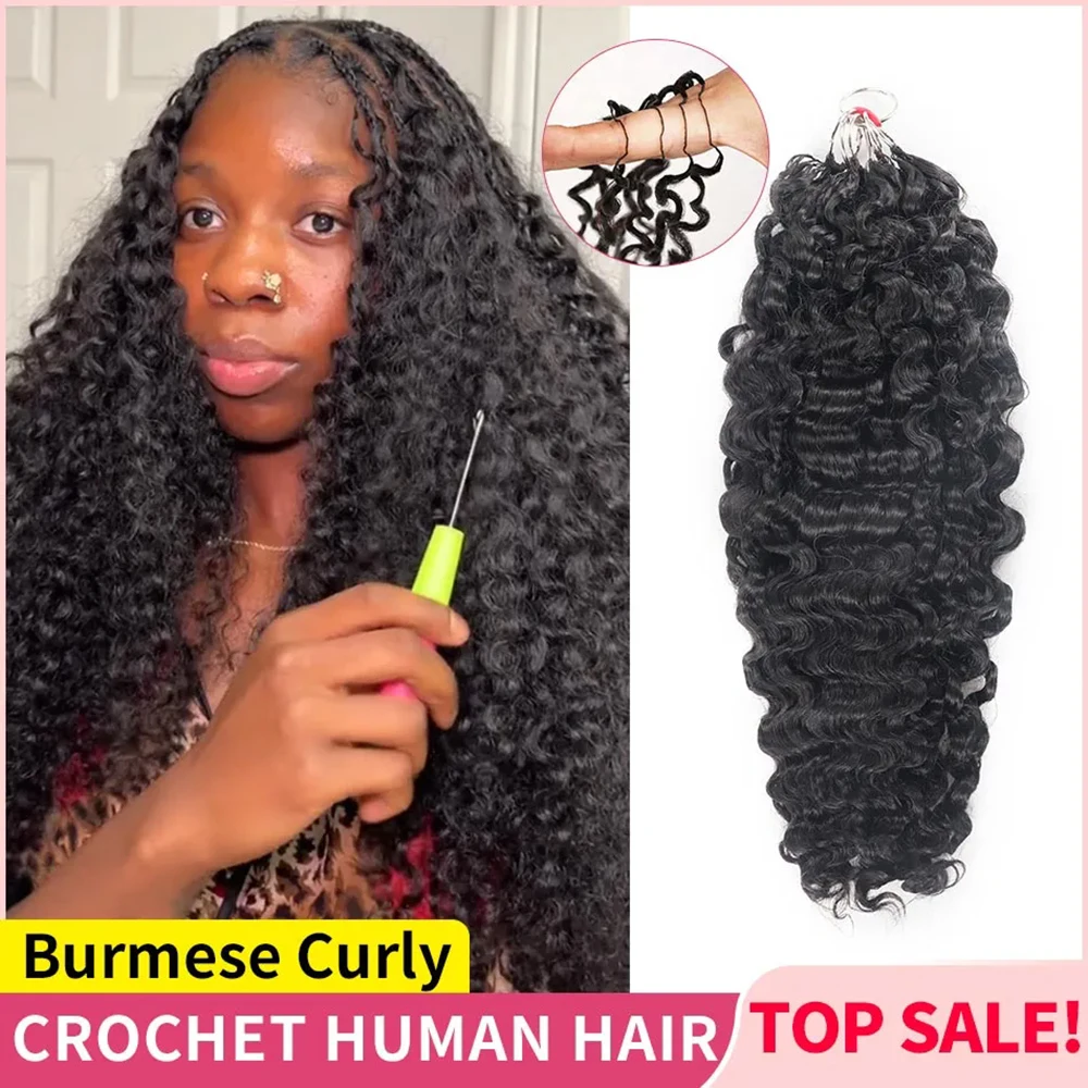 

Burmese Curly Human Crochet Hair Pre-Separated Knotless Feather Human Hair Bundles Brazilian Virgin Invisible Crochet Human Hair