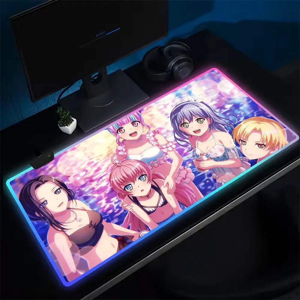 B-BanG Dream MY GO Mouse Pad Anime Gaming Mouse Pad LED Table Pads Backlit Rubber Desktop XXL Mousepad RGB Desk Mats