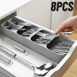 Cutlery Organizer Knife Storage Tray Spoon Organizer Space Saving Cutlery Rack Compartment Organizer Kitchen Drawer Organizers