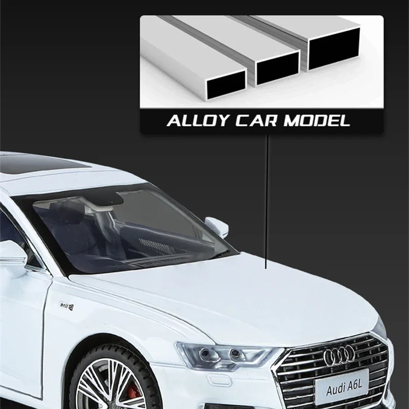 1:18 AUDI A6 Alloy Car Model Diecast & Toy Metal Vehicle Car Model Collection Sound and Light High Simulation Childrens Toy Gift