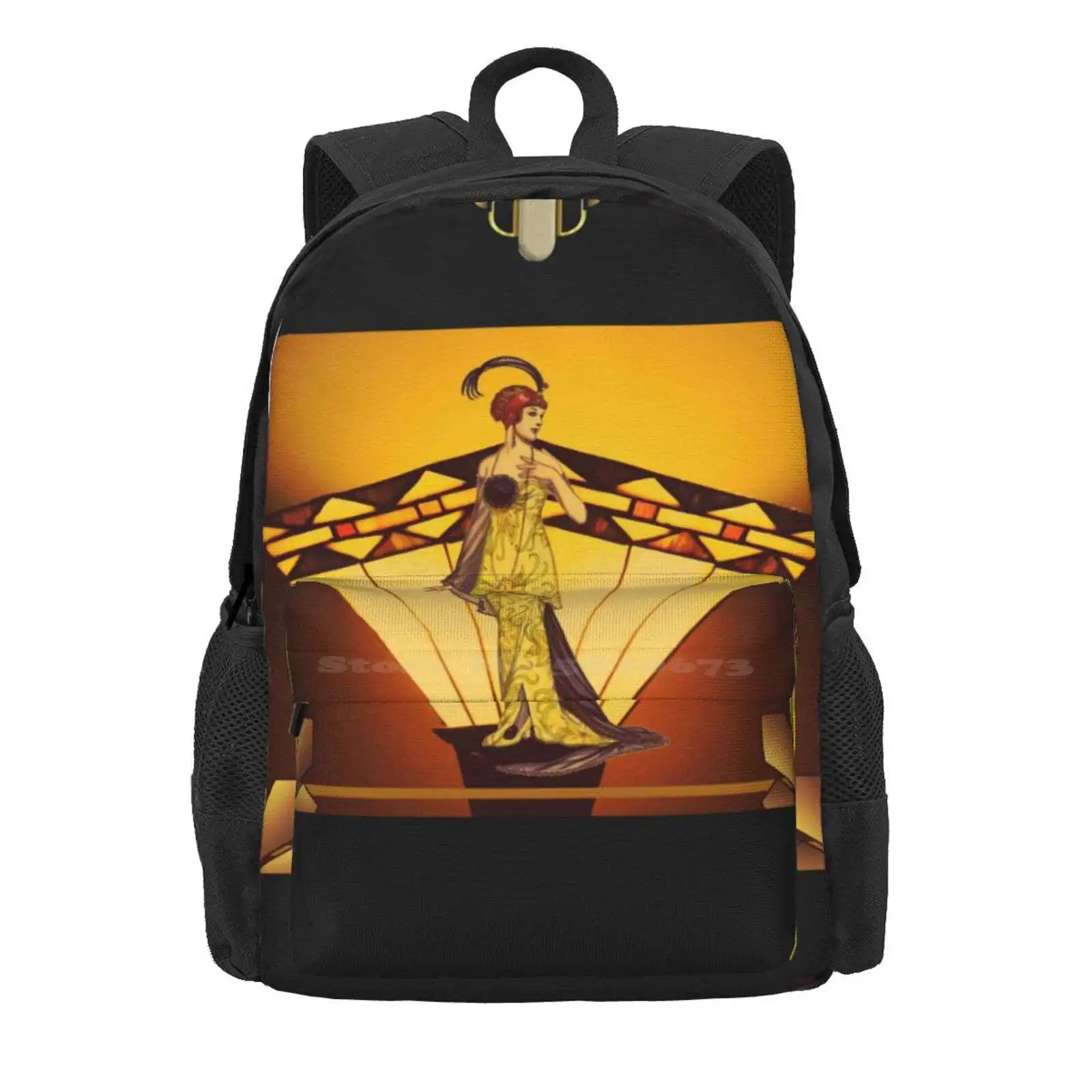 Art Deco Glamour Hot Sale Schoolbag Backpack Fashion Bags Artdeco Glamour Gold