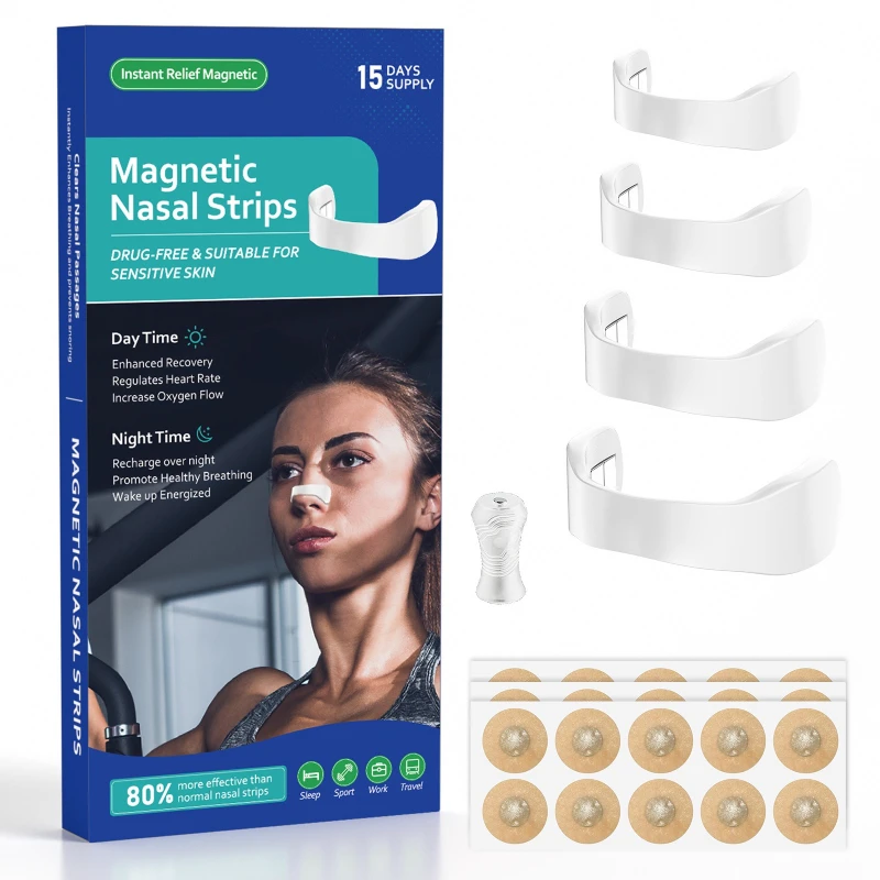 Upgrade Magnetic Nose Strips Nasal Dilator Improve Nasal Airflow Easy Breathing Anti-Snoring Sleep Sport Breathing Helper