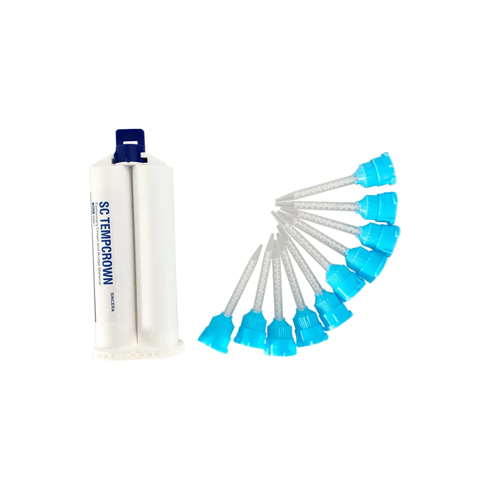 50ml Temporary Crown and Bridge Material Resin Self Curing Blue Dentistry Lab Impression Mixing Tips Disposable Dental Tips Sets