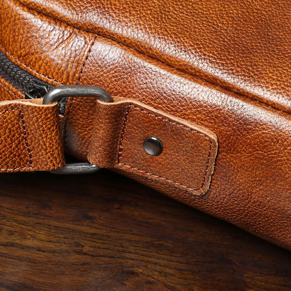 Vintage Echtleder Herren-Umhängetaschen Handgefertigte Crossbody-Messenger-Taschen für Männer Handy & Schlüssel – Detail 11