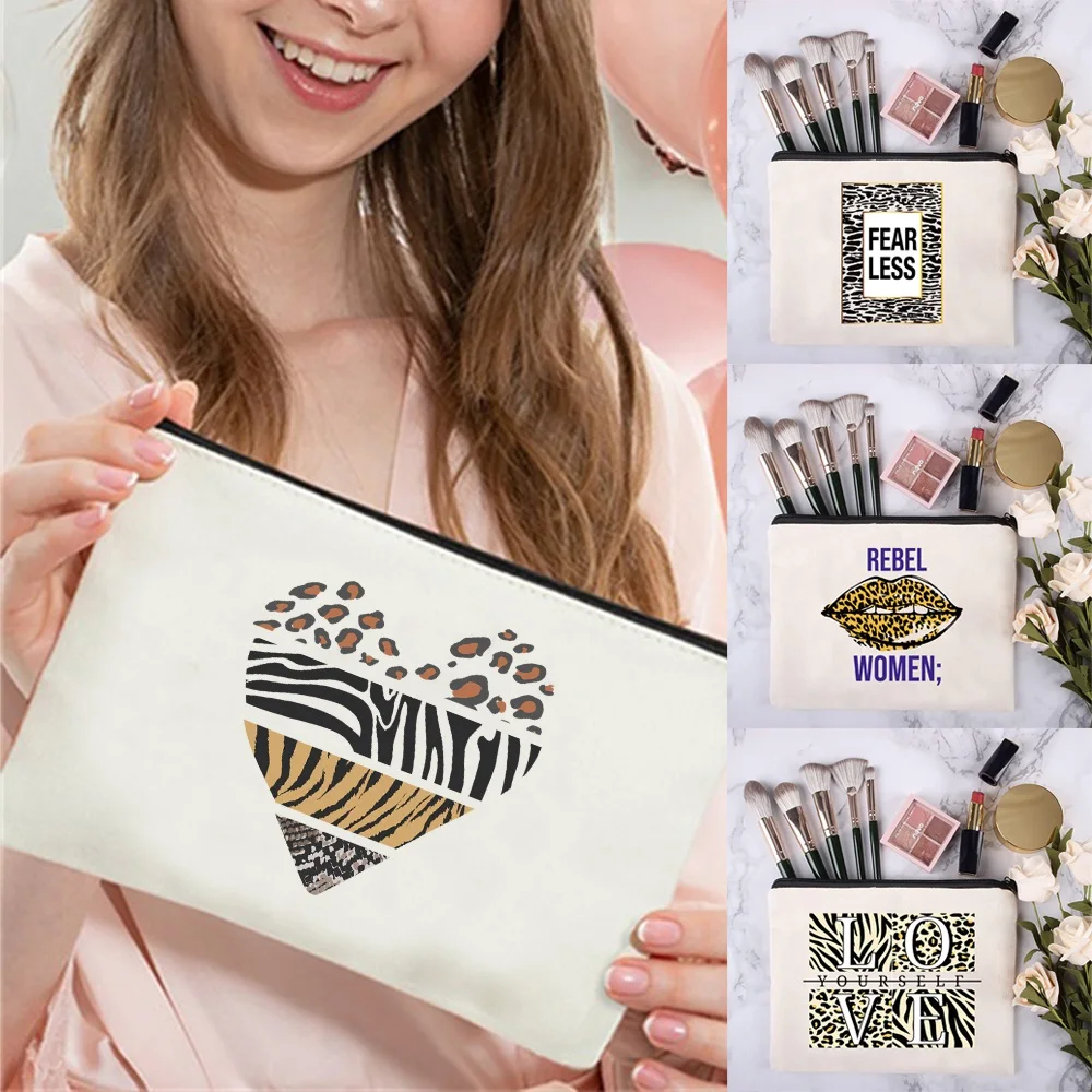 

Leopard Pattern Seires Cosmetic Bag Women Neceser Makeup Bag Zipper Pouch Travel Toiletry Organizer Wash Bags for Wedding Party