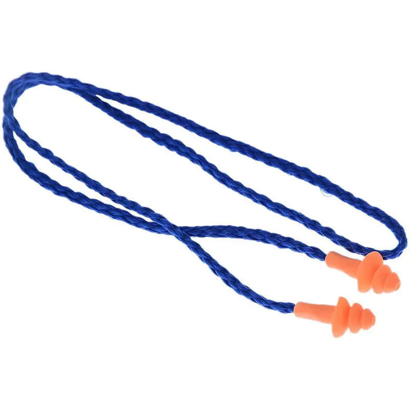 RISE-100 Pairs Individually Wrapped Non Toxic Soft Silicone Corded Ear Plugs Reusable Hearing Protection Rubber Earplugs