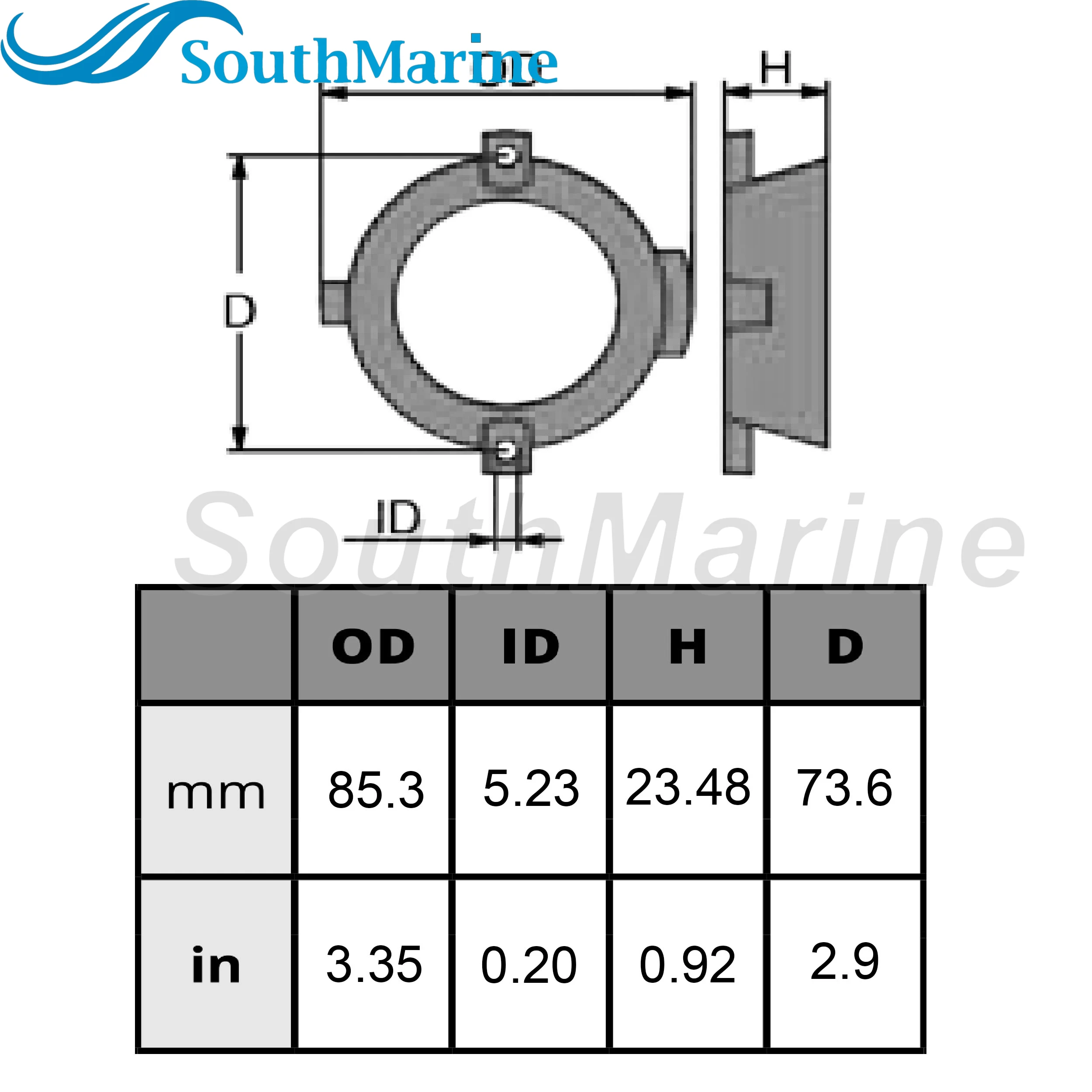 Outboard 806105 806105A1 806105Q1 806105T1 18-6093 Bearing Carrier Anode for Mercury Mercruiser Alpha One Gen II, Vazer Drives