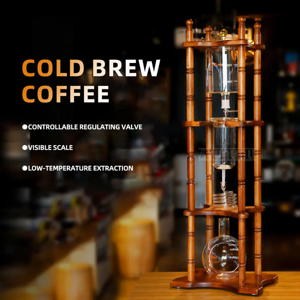 Single Tube Ice Drip Coffee Maker, Cold Brew Coffee Pot, 25 Servings Ice Dripper for Home and Commercial Use