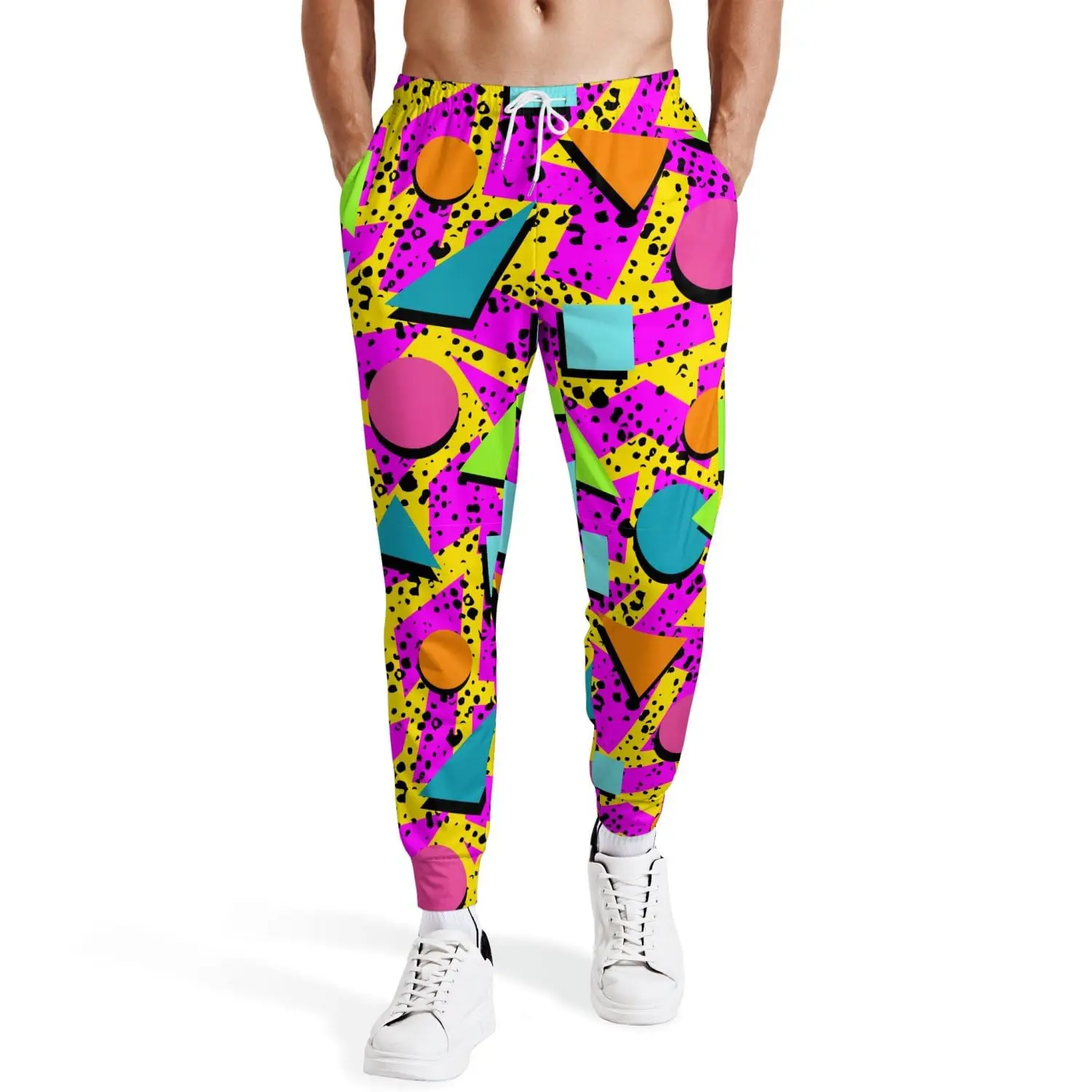Unisex 80s Retro Memphis Geometric Pattern Sweatpants, 3D Full-Print Pattern Sweatpants, Retro Hip Hop Street Style Sweatpants
