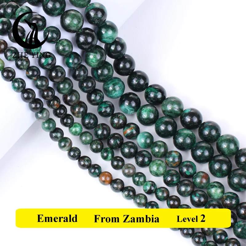 Top Quality Natural Green Emerald Stone Round Loose Beads for Bracelet Jewelry Making DIY Charm Necklace Accessoriy 6 8 10mm 15\