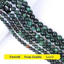 Wholesale Natural Stone Green Emerald Beads 6 8 10mm Round Loose Beads for Bracelets Jewelry Making DIY Necklace Accessories 15