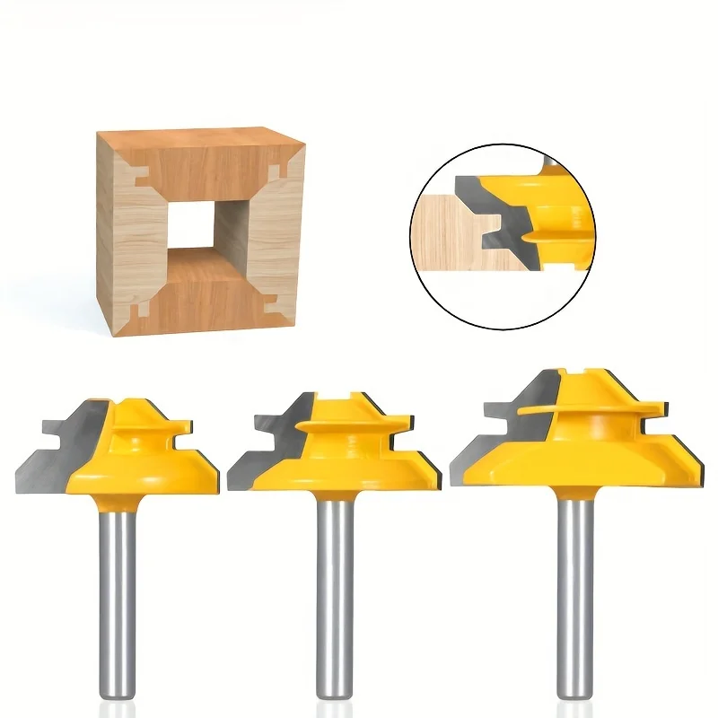 3 Pieces Woodworking Router Bits Set - 1/4