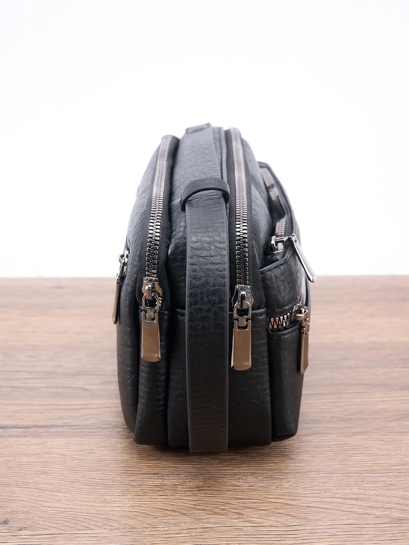 24cm Herren-Anti-Diebstahl-PU-Krokodil-Business-Handtasche - Wasserdichter Schlanker Organizer mit Handgelenkschlaufe, 3 Reißverschlusstaschen – Detail 5