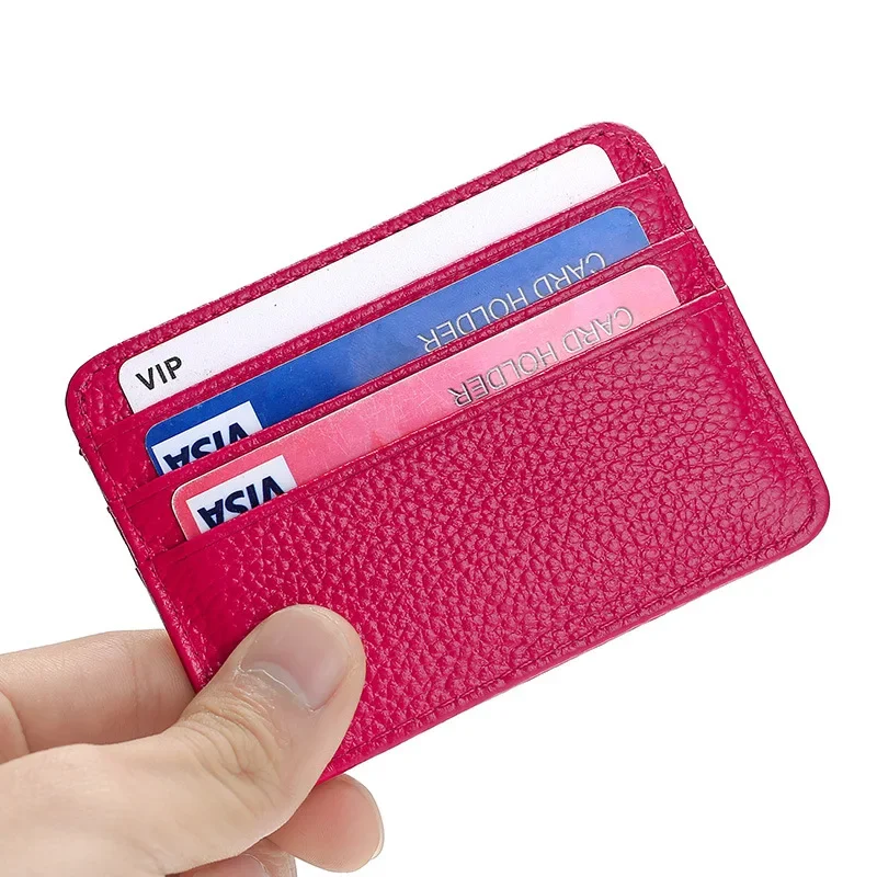 New Simple Multi-card Slot Genuine Leather Card Holder Wallet for Men Women Portable Mini Ultra-thin Card Case Coin Purse ID Bag