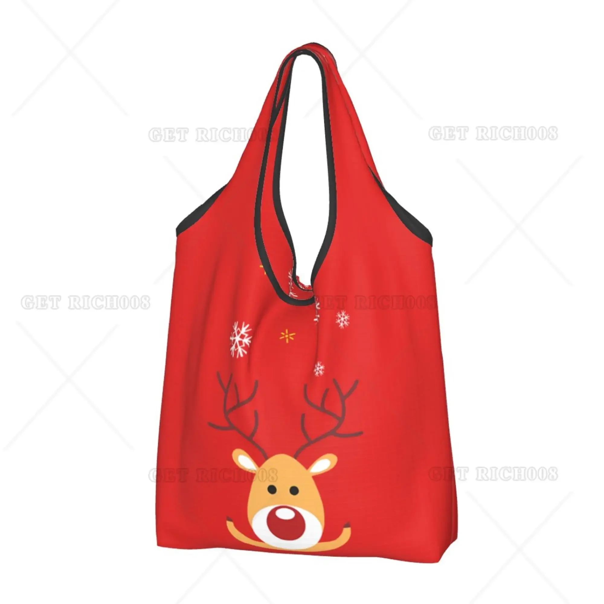 

Christmas Red Deer Shopping Bag Portable Tote Bag Recyclable Grocery Bags Cute Tote Bag for Women Outdoor Shopper Work