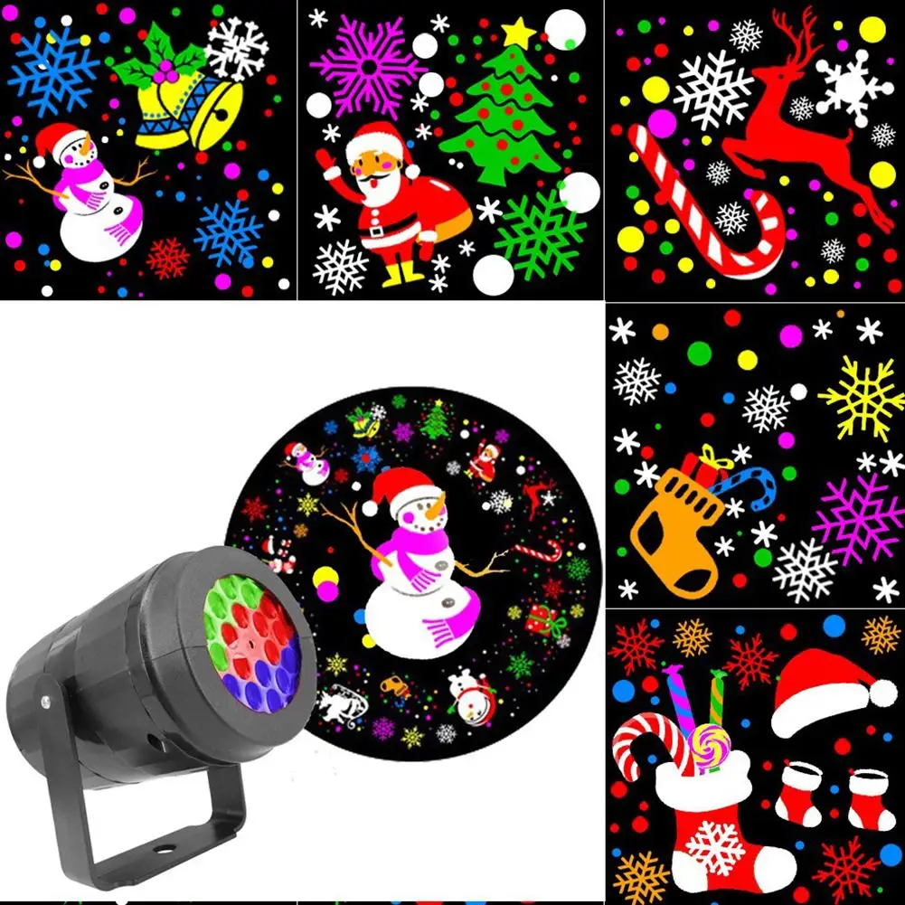 

Christmas Holographic Projector 16 Pattern Party Christmas Santa Claus Projection Lamp New Year Home Party Decor Supplies