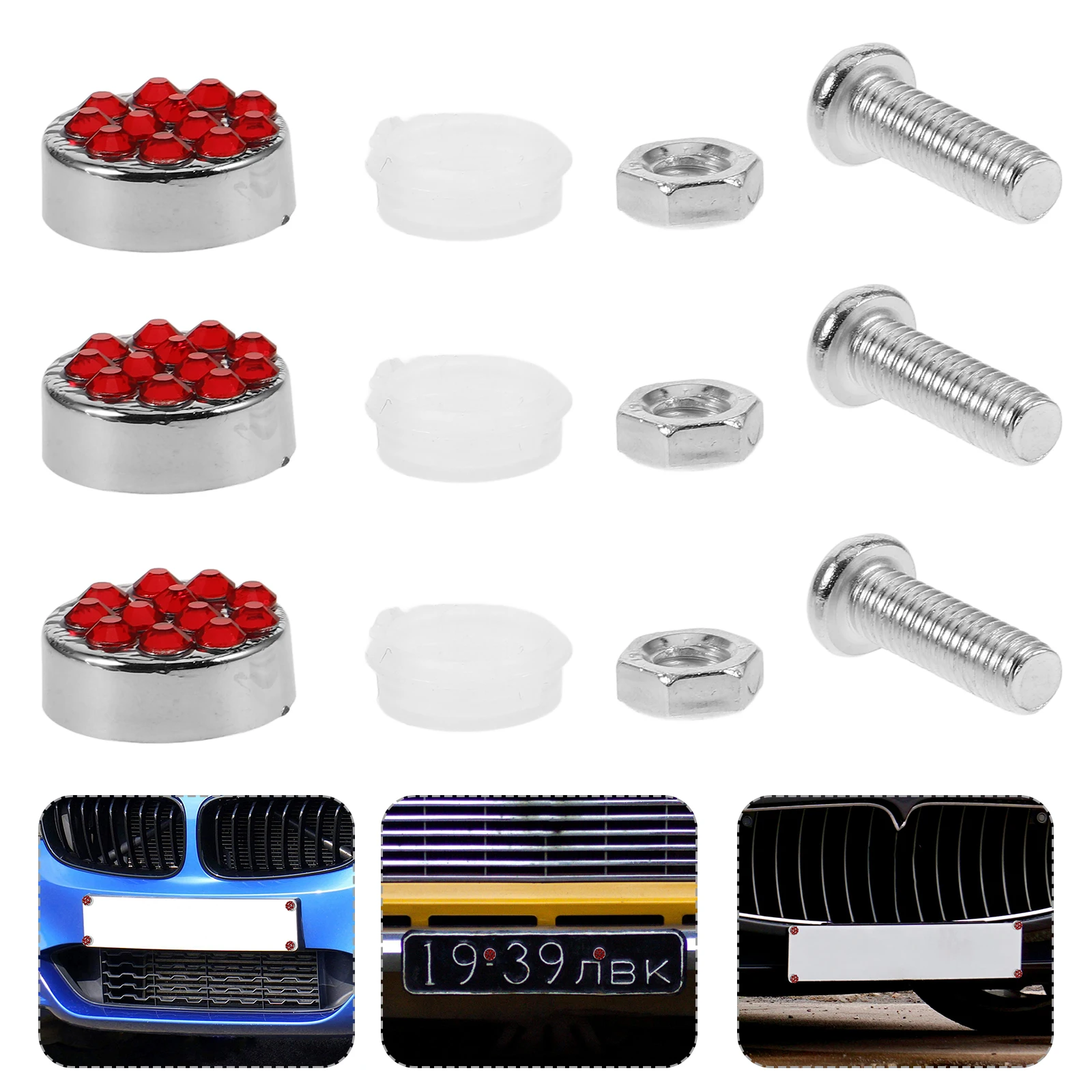 

1 Set Plate Screws Security Screw Kit Durable Electroplated Car License Plate Retainers Universal Fit Fasteners Screws For Car